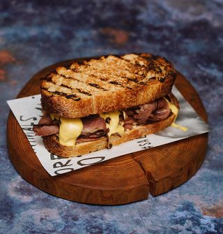 Singapore restaurants: Wagyu pastrami sandwich with mustard and pickles
