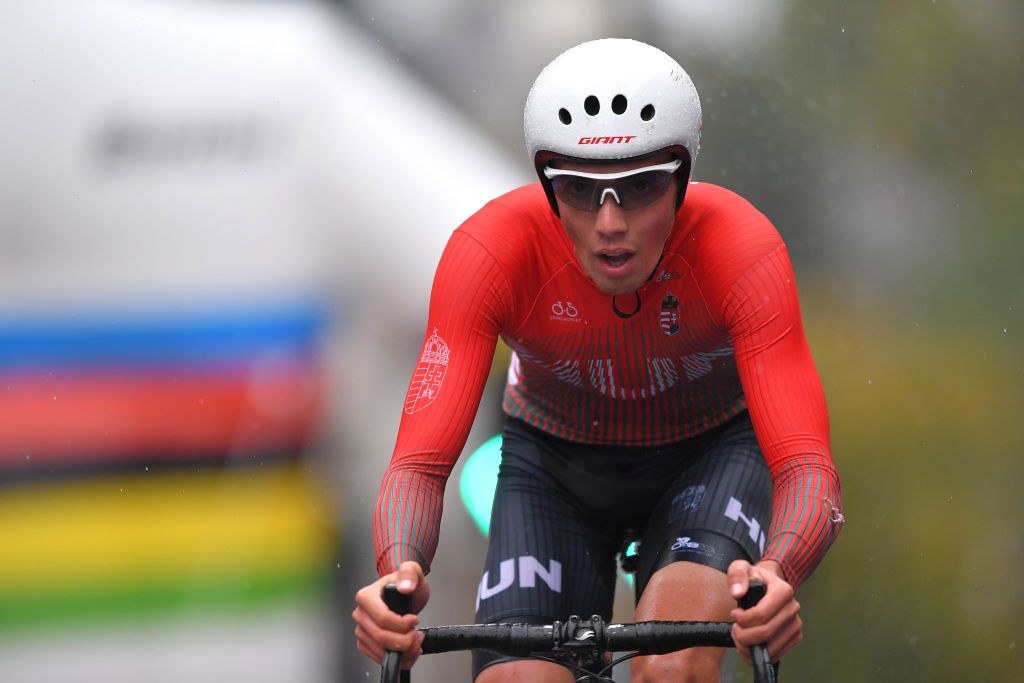 HARROGATE ENGLAND SEPTEMBER 24 Attila Valter of Hungary Rain during the 92nd UCI Road World Championships 2019 Men U23 Individual Time Trial a 32km Individual Time Trial race from Ripon to Harrogate ITT Yorkshire2019 Yorkshire2019 on September 24 2019 in Harrogate England Photo by Tim de WaeleGetty Images