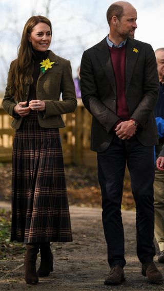 Prince William and Catherine, Princess of Wales visit Meadow Street Community Garden and Woodland on February 26, 2025