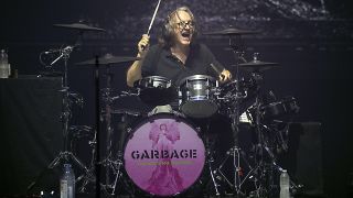 Butch Vig playing Roland VAD V-Drums on stage with Garbage