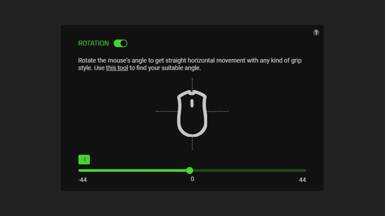 Razer Synapse screenshot showing rotation tool in use