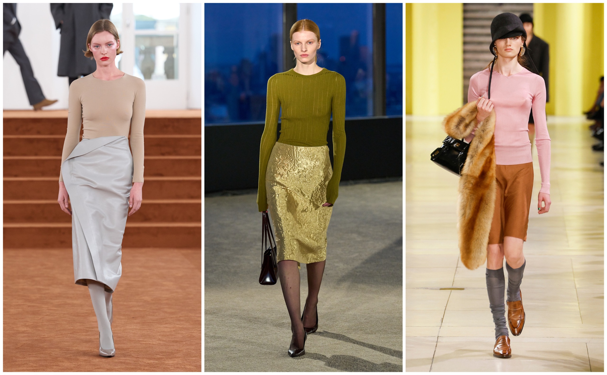 skin-tight tops on the fall 2026 runways of Jil Sander, Kallmeyer, Miu Miu.
