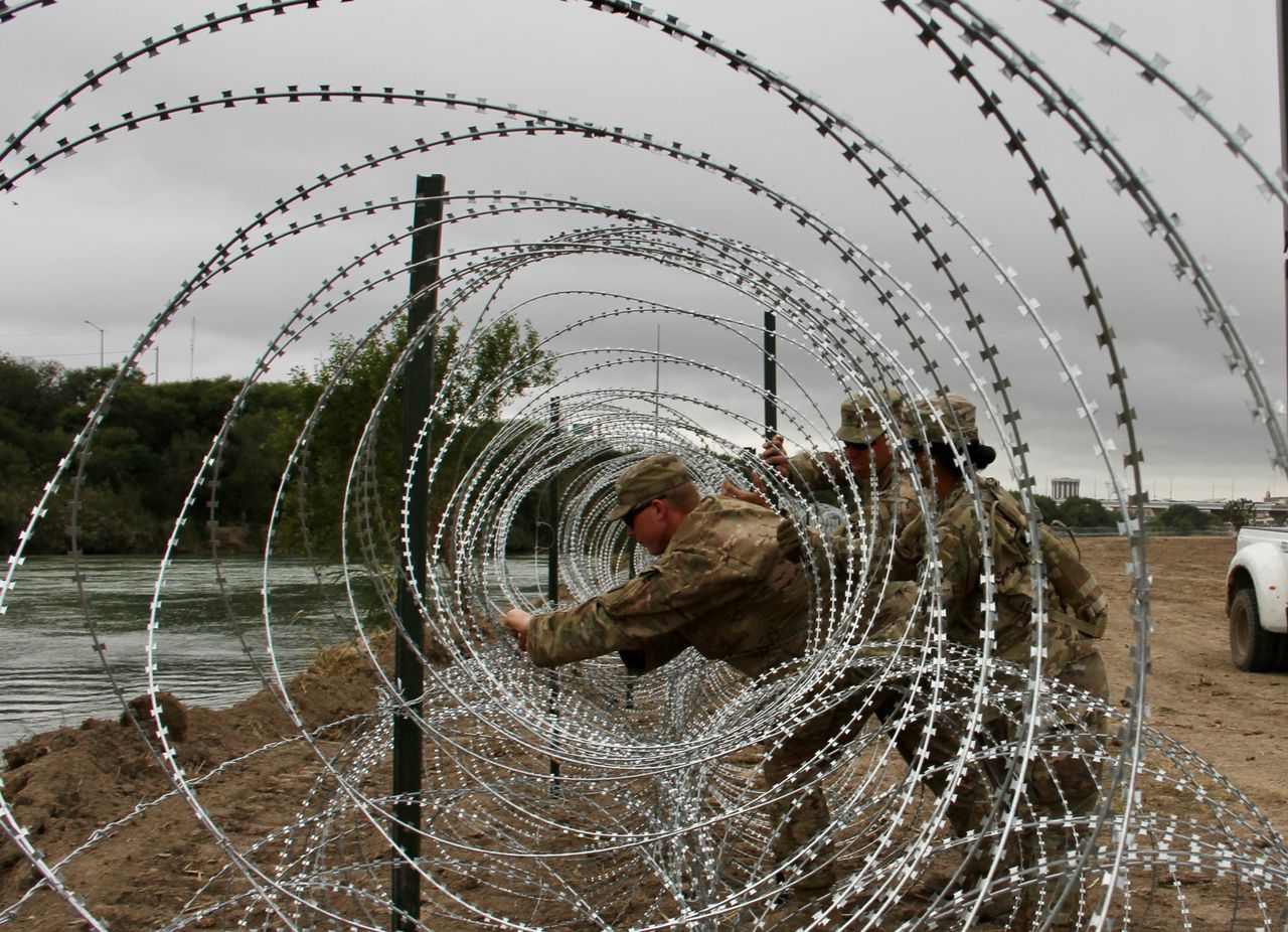 Soldiers at the US-Mexico border.