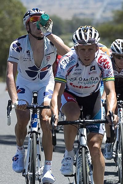 Wes Sulzberger (Francais des Jeux) has a swig from his bidon on a stinking hot day in Buninyong.
