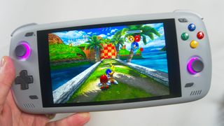 Ayn Odin 2 with Sonic Heroes gameplay on screen