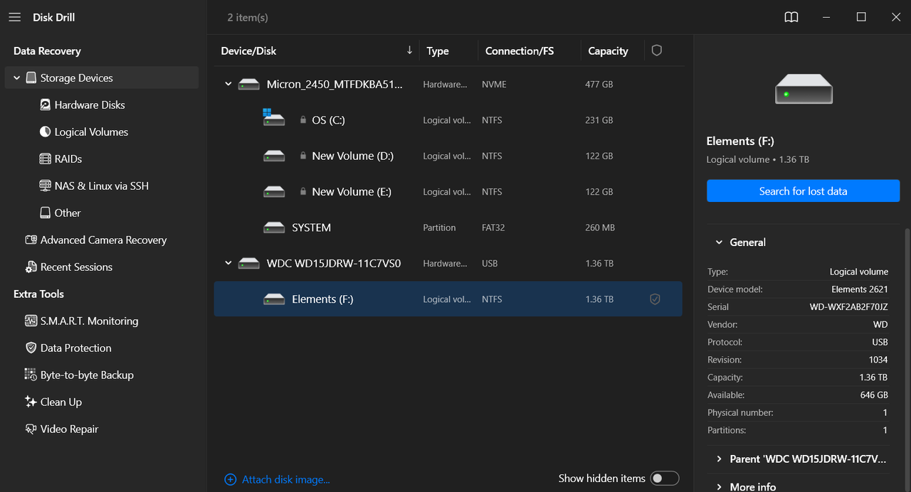 Recover data with Disk Drill