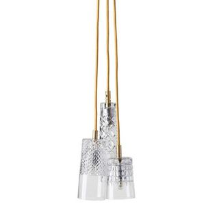 Ebb & Flow Crystal Pendant Lamp Cluster with gold cord