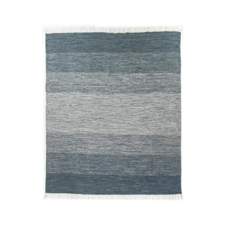 Kathy Kuo Home Striped Blue Rug Outdoor 