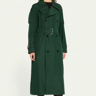 Burberry green long belted womens trench coat