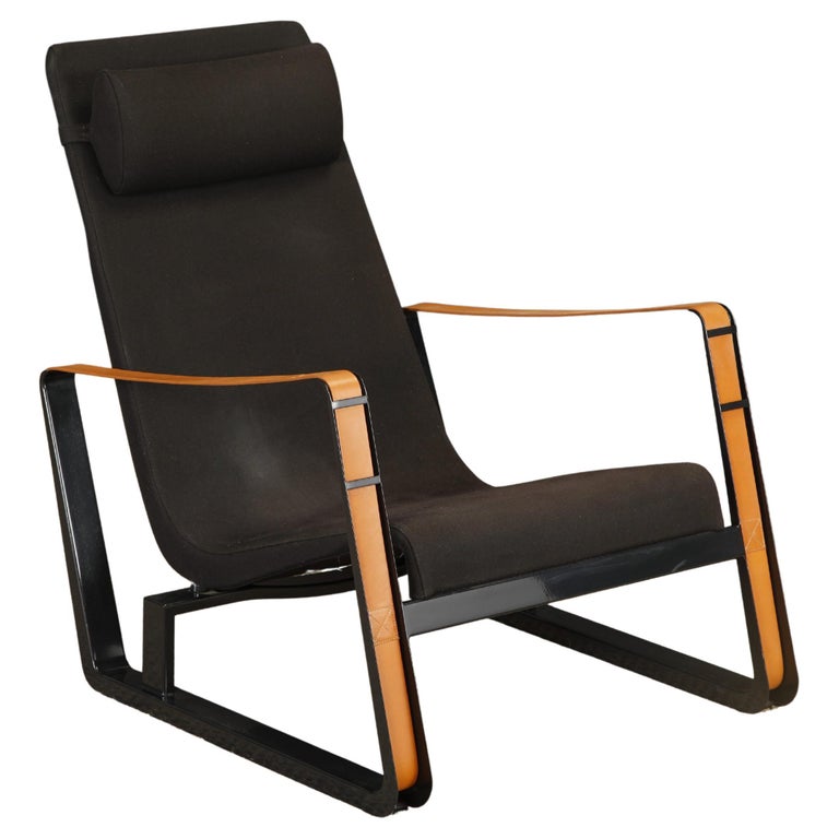 'cit&amp;eacute;' Leather and Steel Lounge Chair by Jean Prouv&amp;eacute; for Vitra, Signed