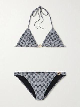 Embellished Printed Triangle Bikini