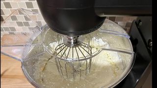 GE Profile Smart Mixer making butter with whisk attachment