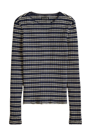 J.Crew Pointelle Long-Sleeve T-Shirt in Stripe (Was $70) 