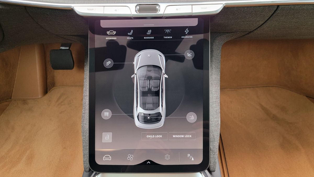 Close-up of central display in Lucid Air