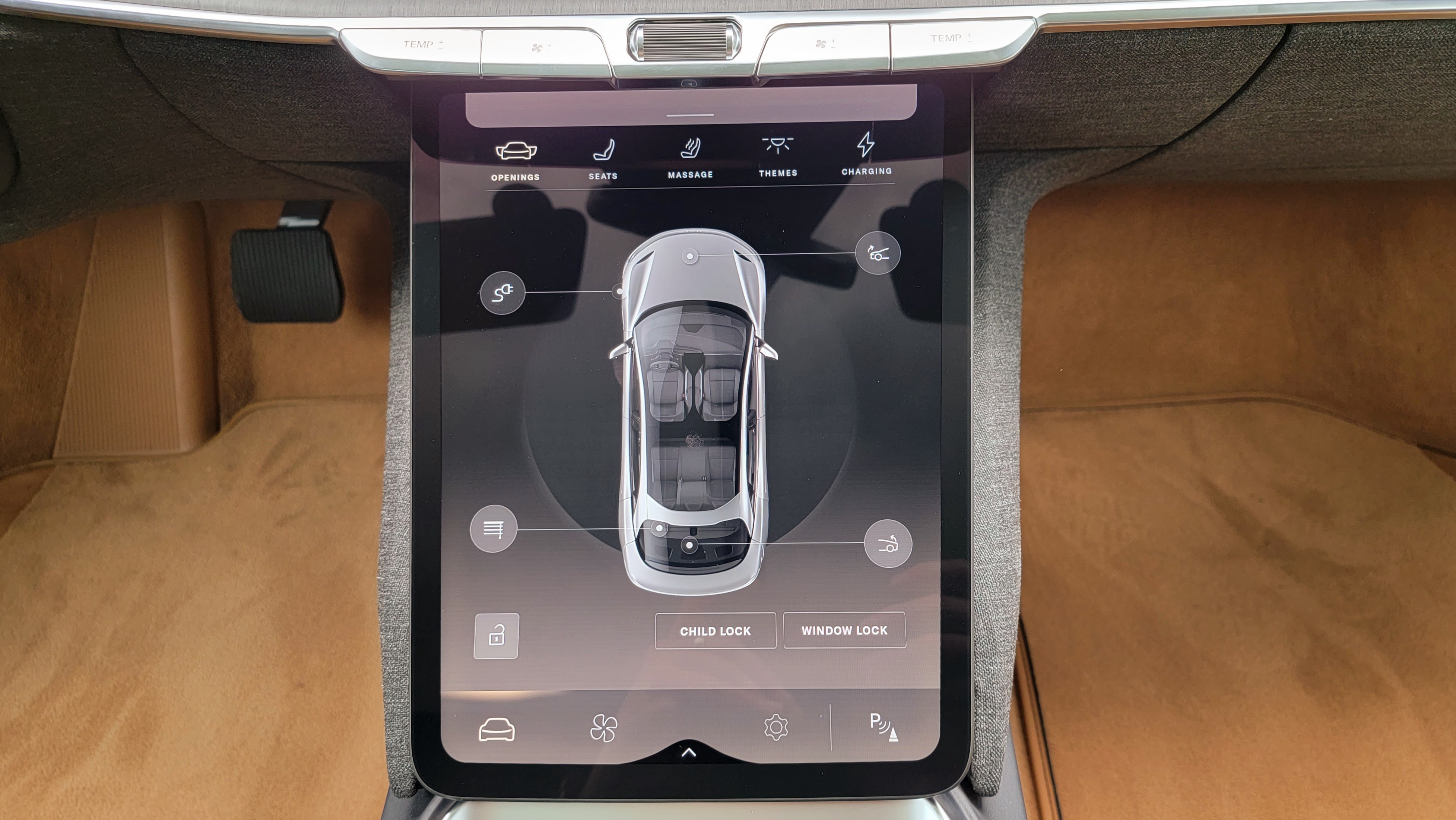 Close-up of central display in Lucid Air