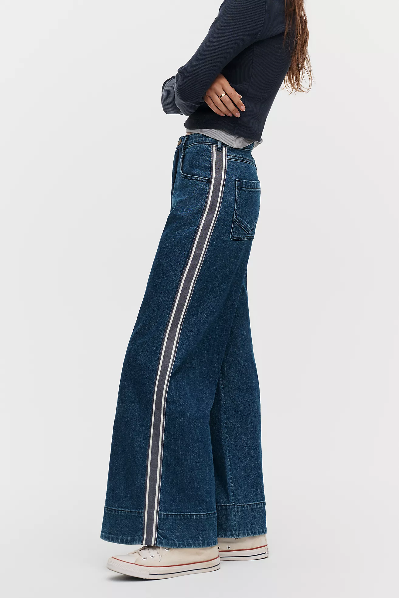 Pilcro Azura High-Rise Wide-Leg Track Stripe Jeans
