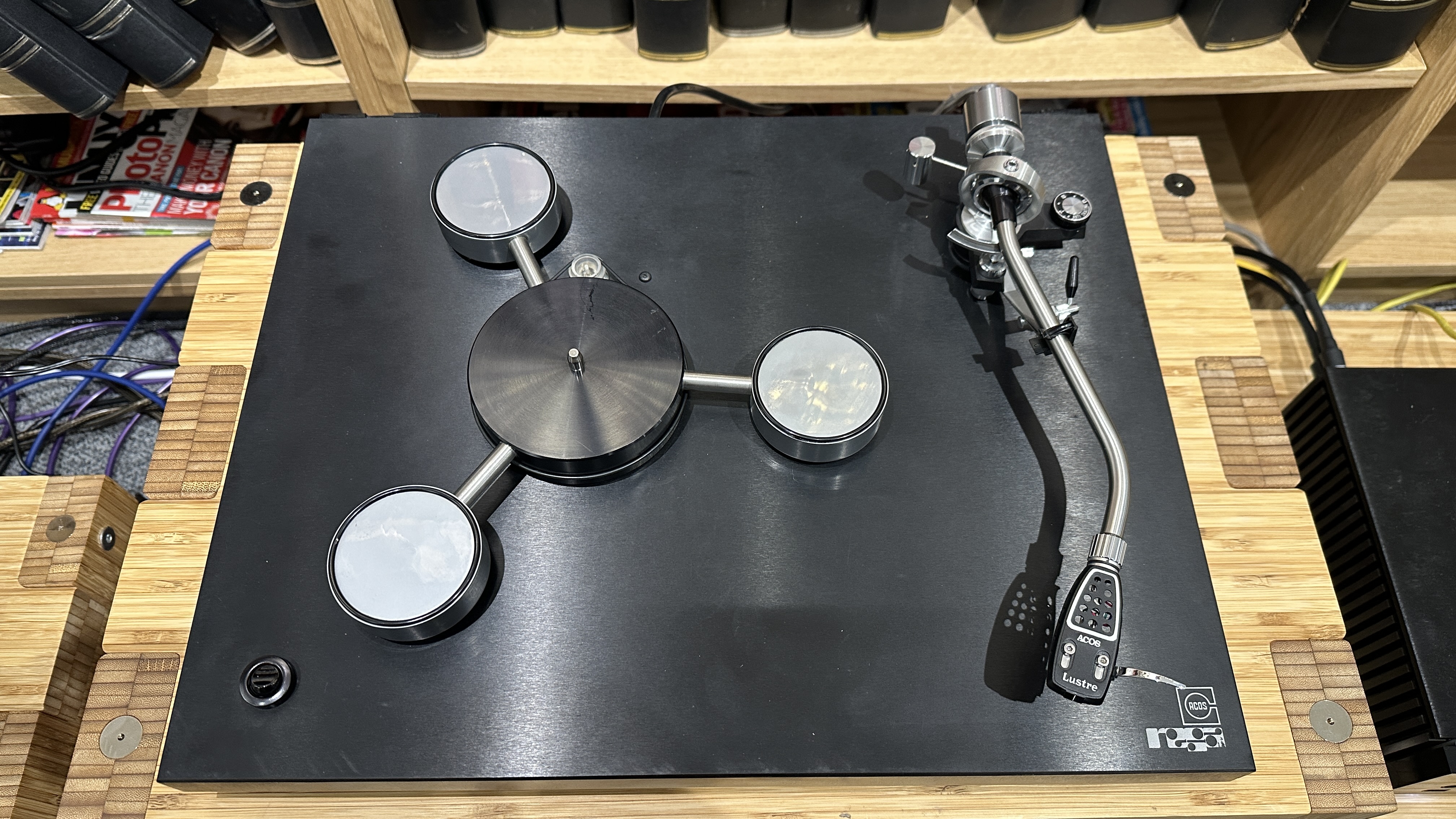 Rega Planet on wooden rack