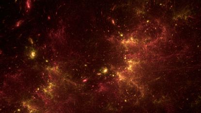 Digitally Generated Star Field on Deep Galaxy.