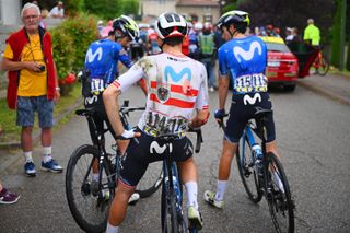 Gregor Muhlberger after crashing on stage 5 of the Dauphiné