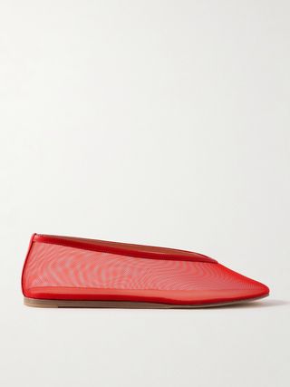 Luna leather-trimmed mesh ballet shoes