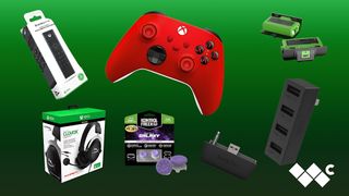 Xbox accessories under $50 including HyperX headset, KontrolFreek thumbsticks, PDP remote, USB extender, Bluetooth adapter and PowerA play and charge kit