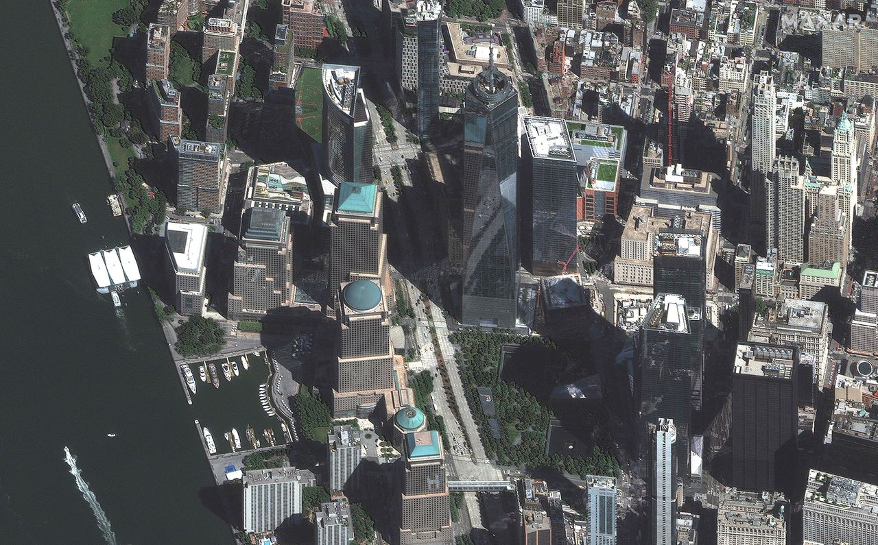 A more recent view of Lower Manhattan, where a 9/11 National Memorial and Museum has been built.