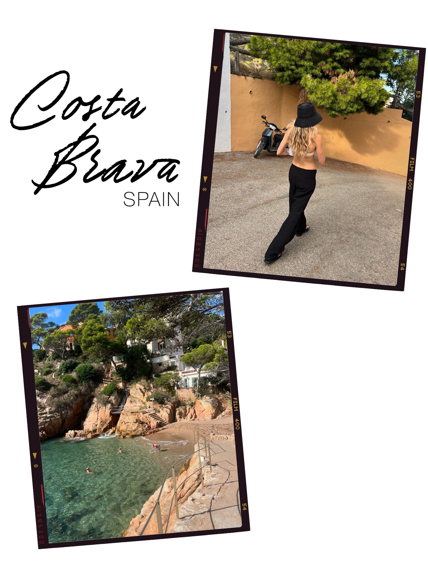 Collage of Eliza Huber, senior fashion editor, in Spain.