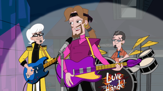 The main band in "Dude, We're Getting the Band Back Together" on Phineas and Ferb.