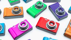 CTBF0X multicolored point and shoot photo cameras isolated on white background