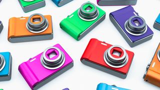 CTBF0X multicolored point and shoot photo cameras isolated on white background