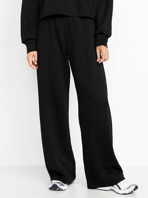 High-Waisted Bounce Fleece Quilted Wide-Leg Sweatpants