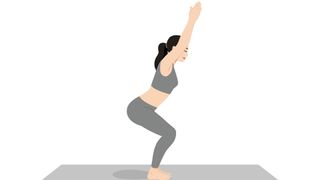Vector woman doing chair pose during workout