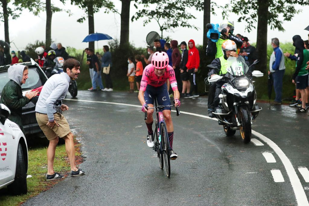 SAN SEBASTIAN SPAIN JULY 31 Simon Carr of United Kingdom and Team EF Education Nippo in the Breakaway during the 41st Donostia San Sebastian Klasikoa 2021 a 2235km race from DonostiaSan Sebastian to DonostiaSan Sebastian Klasikoa on July 31 2021 in San Sebastian Spain Photo by Gonzalo Arroyo MorenoGetty Images
