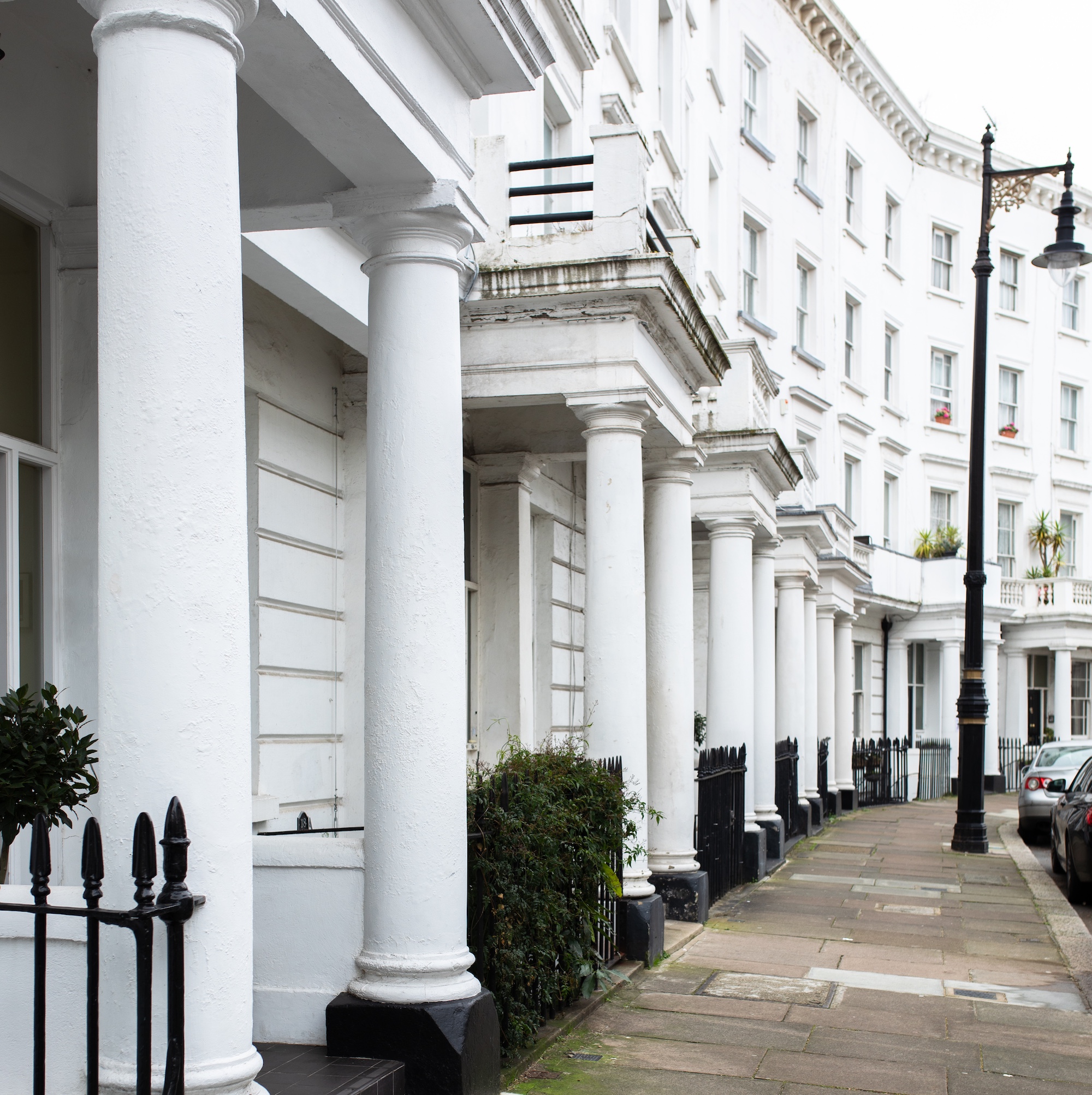 exterior view of houses on regency terrace in london