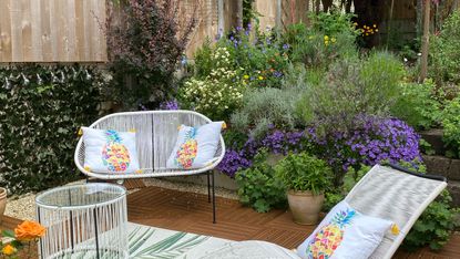 garden courtyard with string furniture