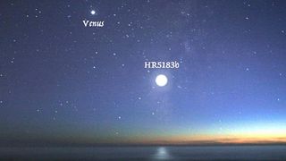 A comparison between the brightness of the giant planet in HR 5183 at closest approach compared with Venus. 