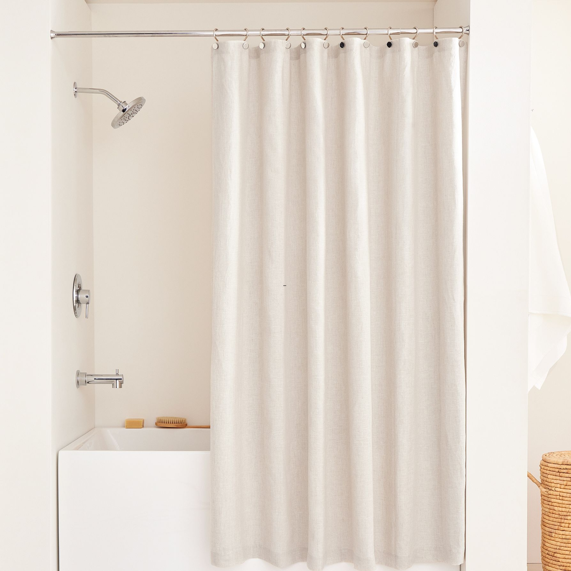 a white shower curtain