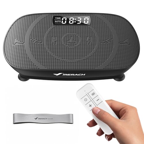 Merach Vibration Plate Exercise Machine, Curved Vibration Plate for Lymphatic Drainage Weight Loss, Vibrating Plate With Real-Time Calorie Tracking on Led Display, Workout Equipment for Home Women Men
