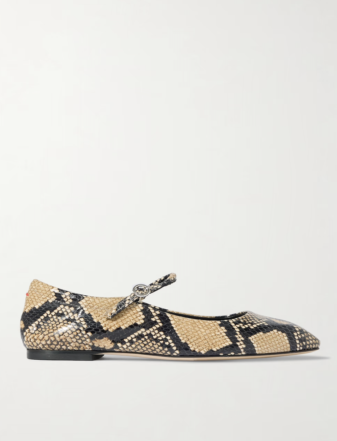 AEYDE, Uma snake-effect leather Mary Jane ballet flats
