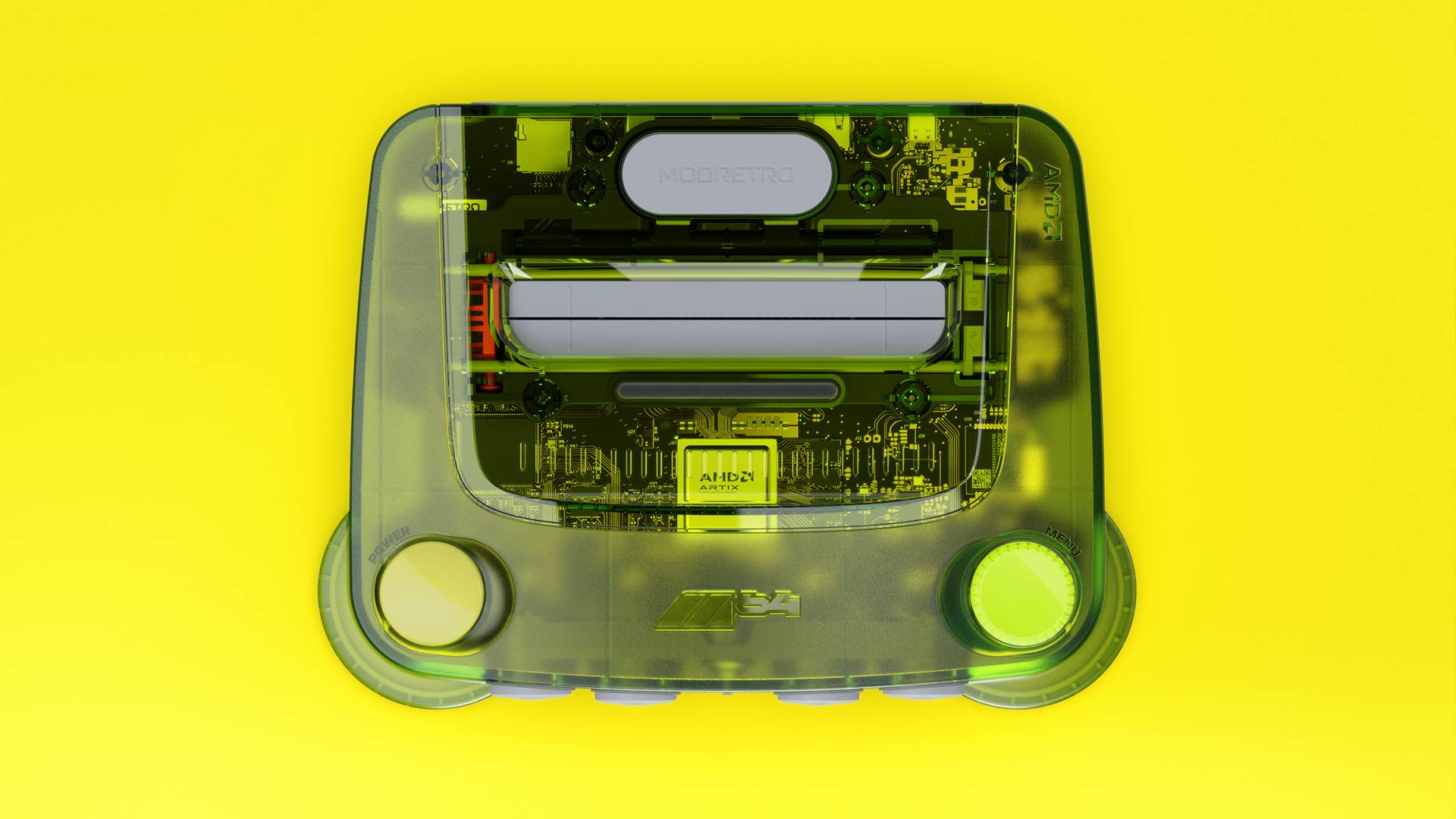 green Modretro M64 with yellow backdrop