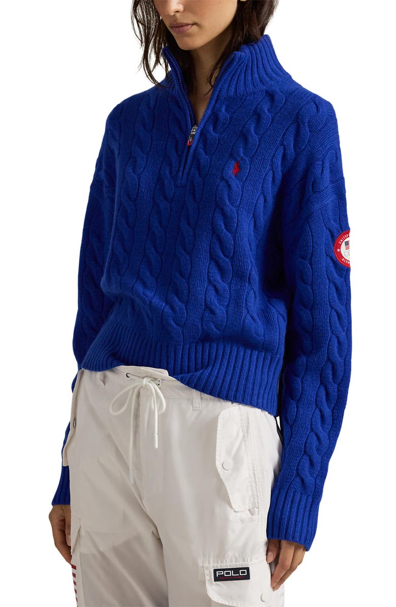Team Usa Cable Stitch Half Zip Pullover