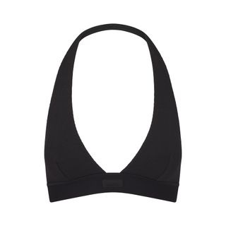 Cotton Rib Halter Bralette | Soot | Xxs