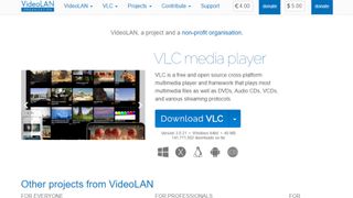 Website screenshot for VLC Media Player