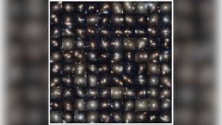 A series of rows of deep space images showing various white shapes of galaxy mergers