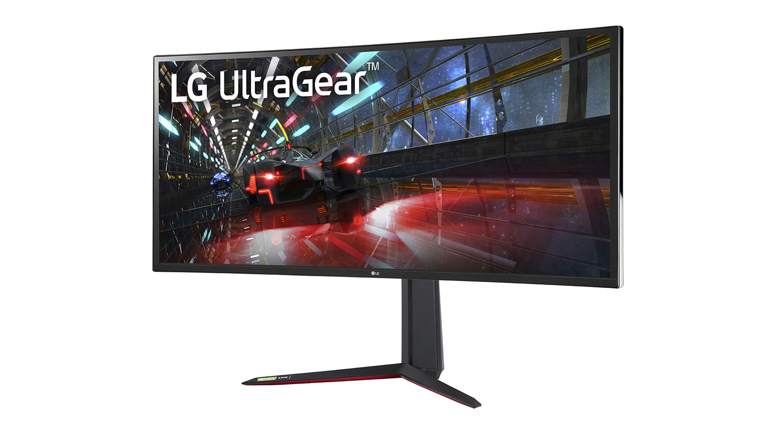 LG UltraGear 38GN950 at an angle on a white background