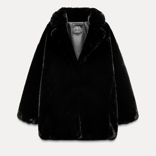 Zara Black Faux Fur Coat