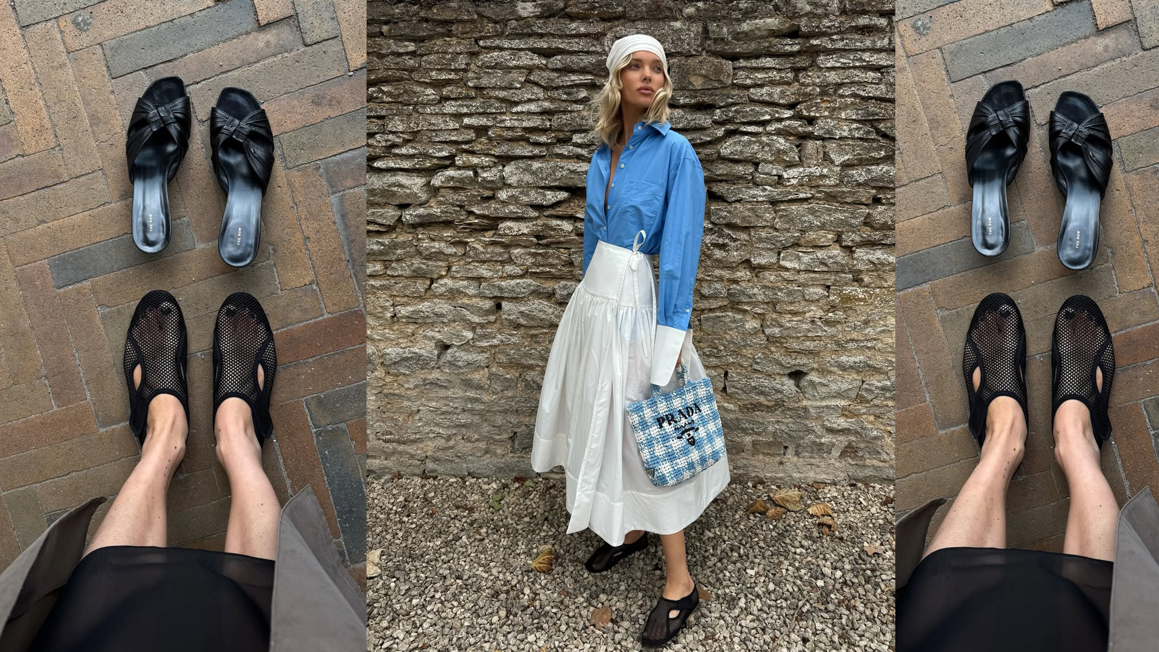 Elsa Hosk wearing Alaia water shoes.