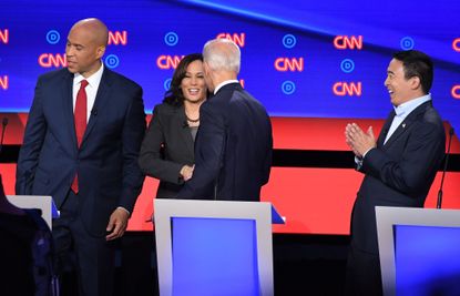 Candidates at the second night of the second round of Democratic Presidential debates.