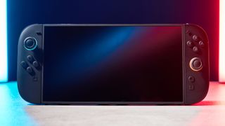 A Nintendo Switch 2 photographed under RGB lighting