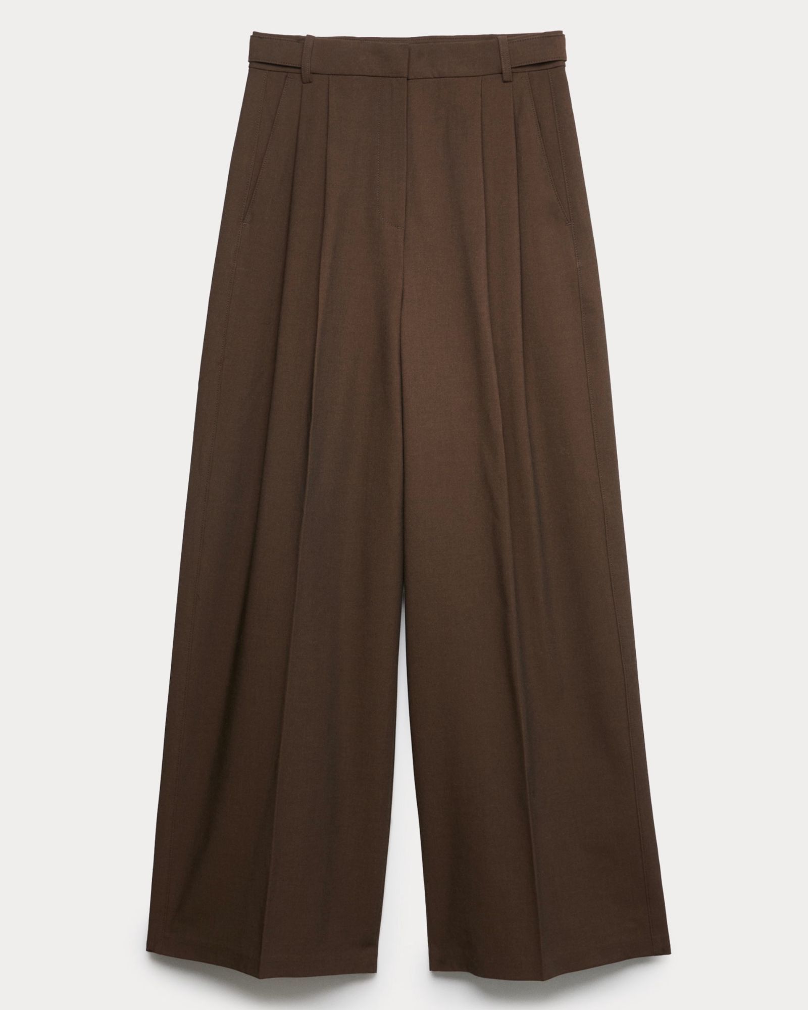 M&S Pleated Wide Leg Trousers with Wool